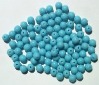 100 6mm Round Opaque Light Blue Glass Beads